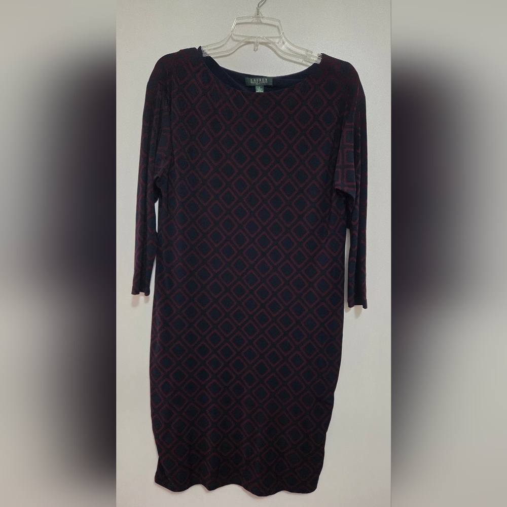 Lauren Ralph Lauren Navy and Red Geometric Dress Size 4